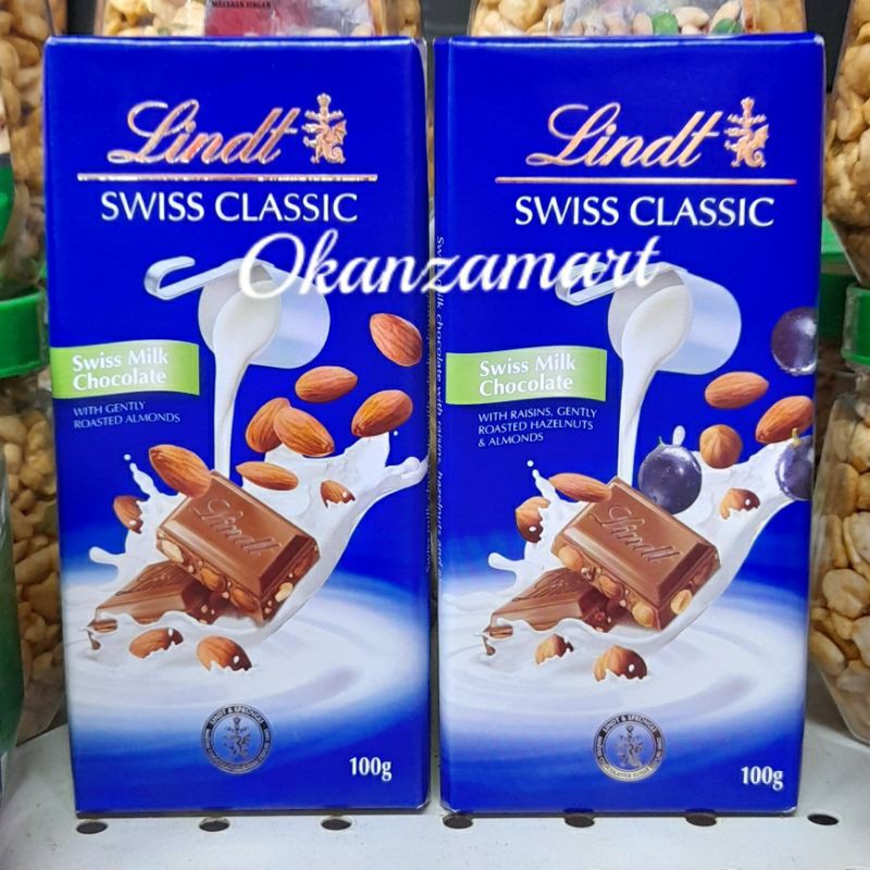 

Lindt Swiss Classic Milk Chocolate With Almond/With Raisin & Hazelnut 100gr