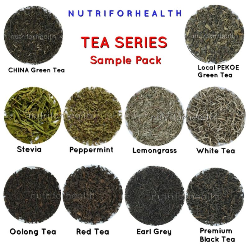 (Sample Pack) TEA SERIES Teh Hijau Peppermint Stevia Oolong Grentea Earl Grey Black Tea Lemongrass