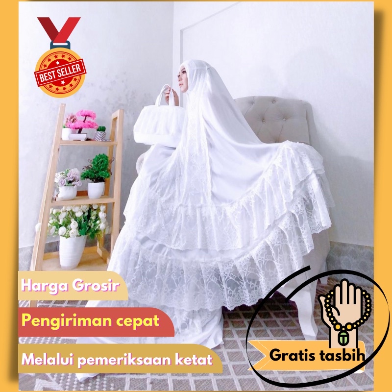 MUKENA DEWASA ARMANI SILK MIX TILE LACE VARIAN POLOS / SUTRA PARIS SWAROVSKI/ MUKENAH/ MUKENA MURAH/