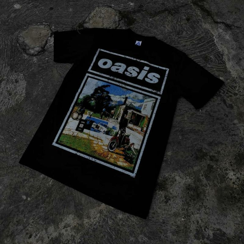T-shirt Oasis Ufficiale &ndash; Cigarettes And Alcohol, Tour 2025, Nera, Taglio Regular