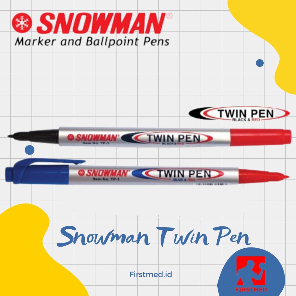 

PULPEN TWIN PEN SNOWMAN 2 in 1 | SPIDOL TWIN PEN 2 WARNA PERMANENT | PULPEN 2 SISI | SPIDOL KECIL