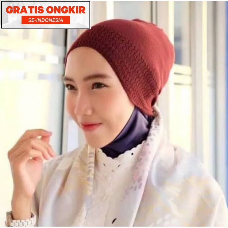 Inner bandana rajut anpusciput anti pusing Inner hijab Ciput rajut premium Ciput kaos premium Dalema