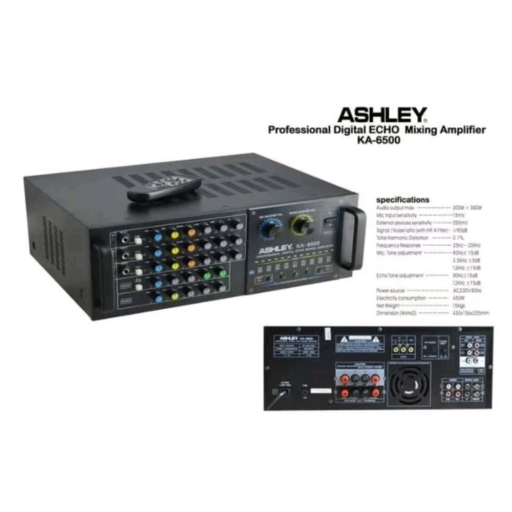 Asli  AMPLIFIER KARAOKE ASHLEY KA6500 KEY CONTROL DAN REMOTE  Terlaris