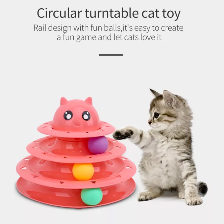 Mainan Kucing Tower Bola 3 Tingkat Kitty - Kitten Cat Tower Ball Interactive Toys