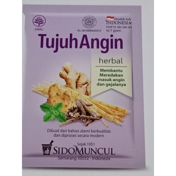 

jamu tujuh angin 1 pack isi 10