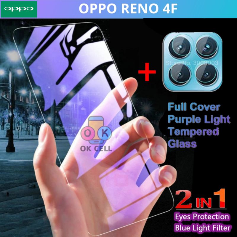 Tempered Glass Anti Blue Light Oppo Reno4 F / Tg Anti Gores Radiasi Oppo Reno 4F Full Layar Screen