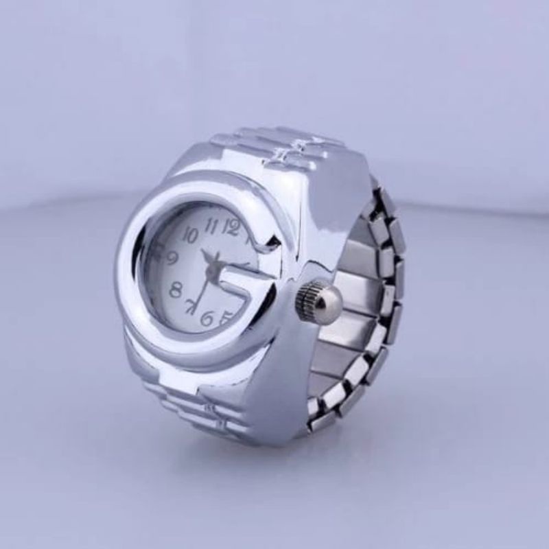 Cincin Jam wanita pria unik, Jam Jari analog hidup bonus batrai jam cadangan.