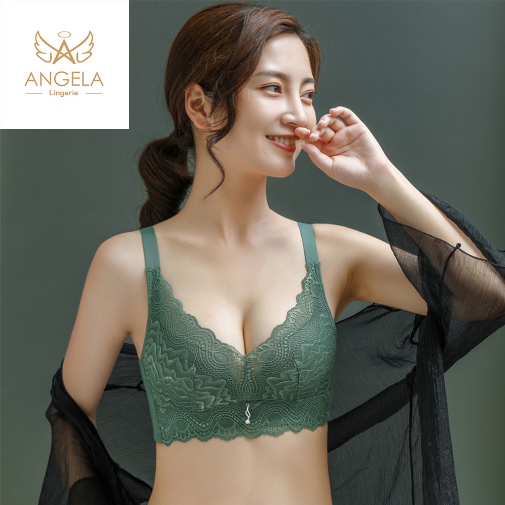 ANGELA PREMIUM JAPAN Bra BH JUMBO CUP C Big SIZE 34 - 40 Ukuran Besar Push Up Tanpa Kawat Wanita Bikini Sport Beha Lingerie Korea Fashion Bralette Remaja Perempuan Sexy COD Renang Motif Bunga Cewek Pita Bunga Murah Miso Bralette