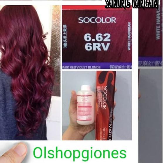 ➬ Cat Rambut Matrix Socolor 6.62 Red Violet + Oxydant ( campuran ) - Cat Oxy 6 ❊