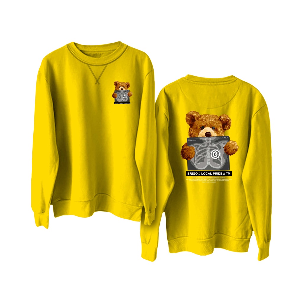 BRIGO Basic Sweatshirt  Bear sick II Sweater Crewneck BRIGO Bear sick Sablon DTF Fleece Cotton M-XXL (Pria &amp; Wanita) Free stiker&amp;Gantungan Kunci