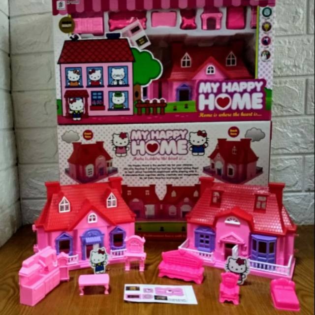 Unik mainan rumah barbie anak karakter hellokitty set lengkap Murah