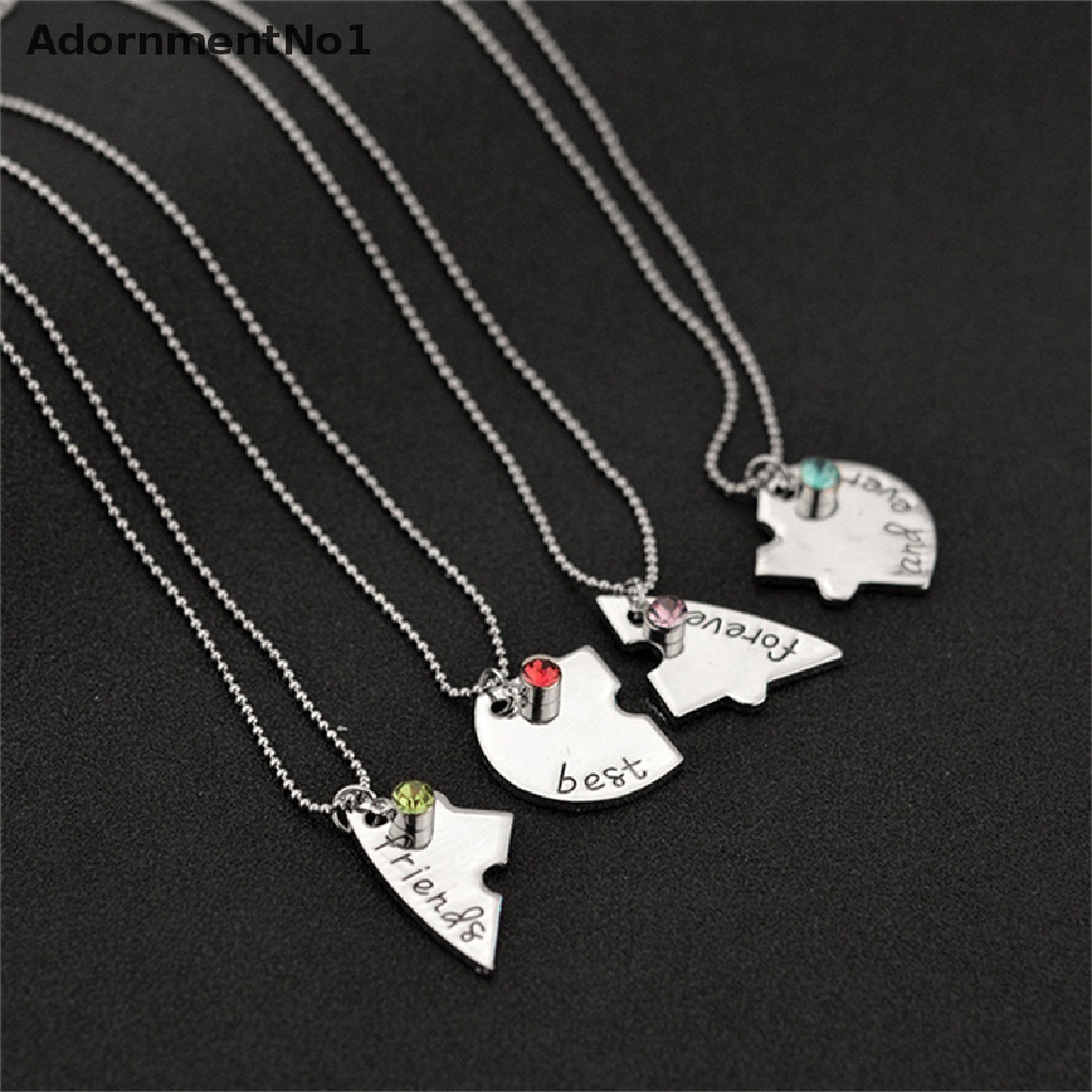 (AdornmentNo1) Kalung Rantai Dengan Liontin Puzzle Hati Motif Best Friends Forever And Ever