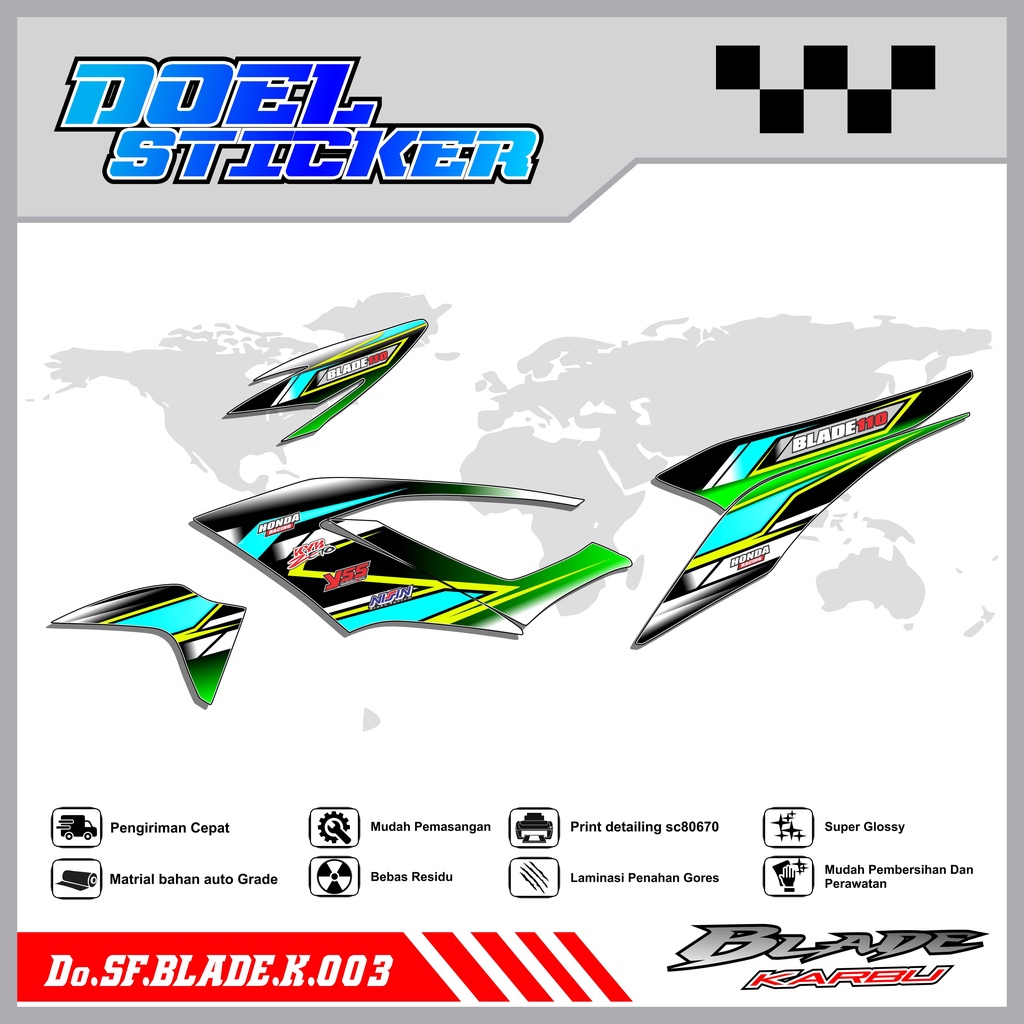 STICKER STRIPING BLADE 110 KARBU - STICKER STRIPING LIST VARIASI HOLOGRAM , CROME BLADE 110 KARBU DOEL 003