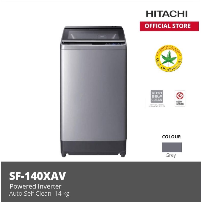 HITACHI MESIN CUCI  SF-140XAV 14 KG TOP LOADING