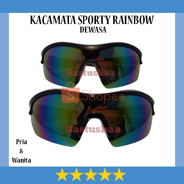 Kacamata Pria Wanita Sport Outdoor Lensa Rainbow Mirror Kaca Mata Sepeda, Lari, Jogging Sporty Anti UV Sinar Matahari UNISEX