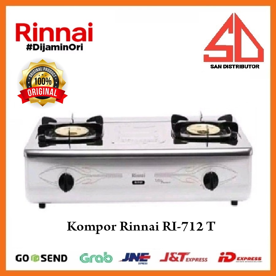 Rinnai Kompor Gas 2 tungku Stainless RI 712 T Original SNI BERGARANSI