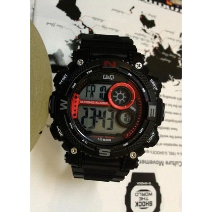 jam tangan pria cowok sporty QQ QnQ Q&Q digital - m133 - black RED