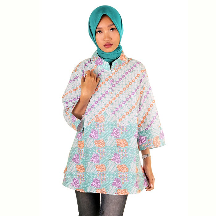 Blouse Muslim Batik I Baju Muslim Batik Wanita I Blouse Kerja Batik Fadya 2