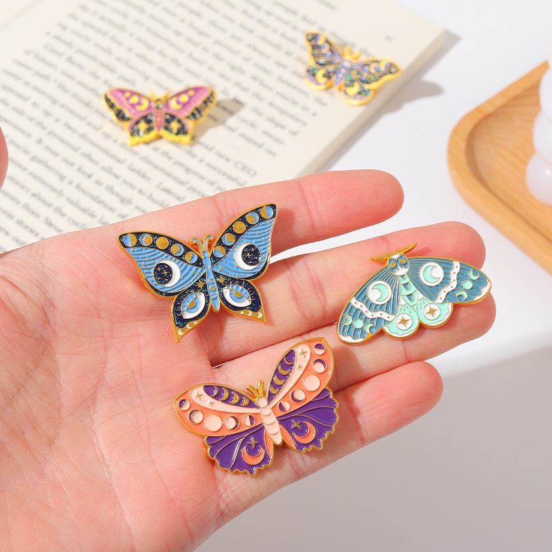 Bros Pin Enamel Bentuk Bintang Bulan Butterfly 5 Gaya Untuk Hadiah