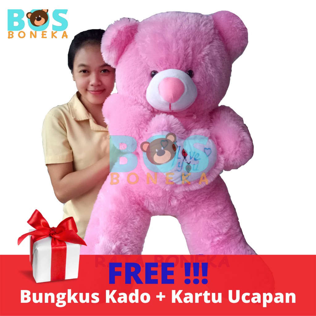 Boneka Teddy Bear Besar Jumbo Pink Beruang Panda Bahan Halus Lembut Murah Berkualitas