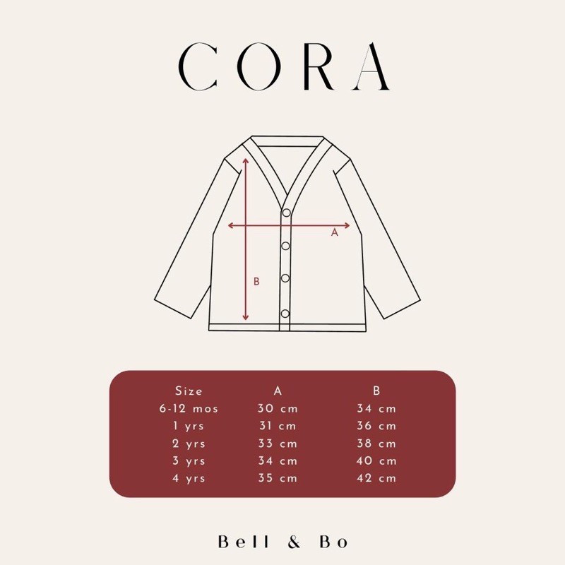 Bell &amp; Bo CORA Cardigan UNISEX / Cardigan Bayi Anak