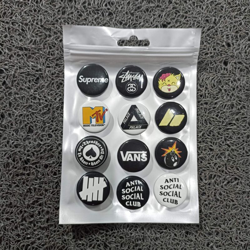 [ 1 pack isi 17pcs ] PIN BUTTON MINI / BROS HYPEBEAST ANTI SOCIAL SOCIAL CLUB BEST SELLER