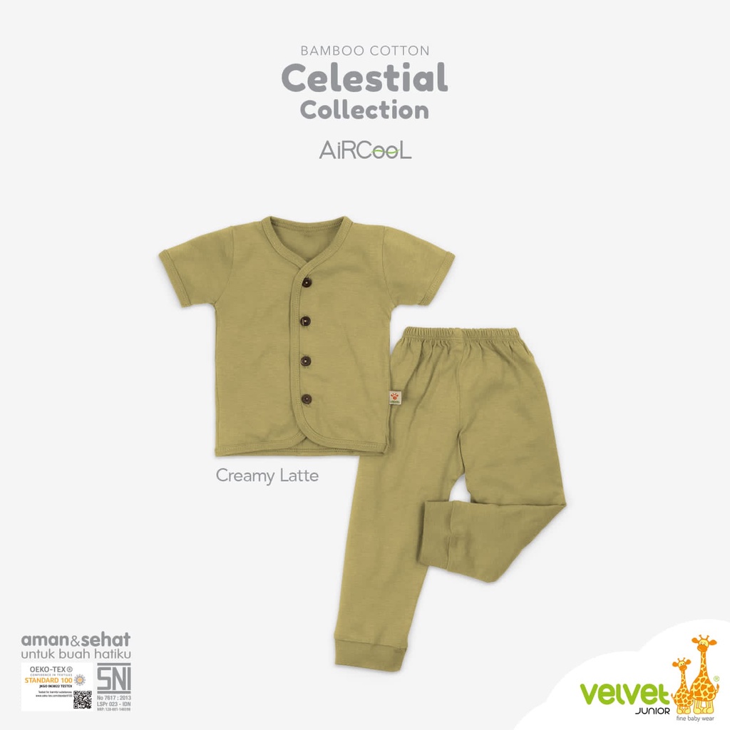 VELVET JUNIOR Celestial Bamboo Cotton Stelan Kancing Tengah Pendek Panjang NB S M L