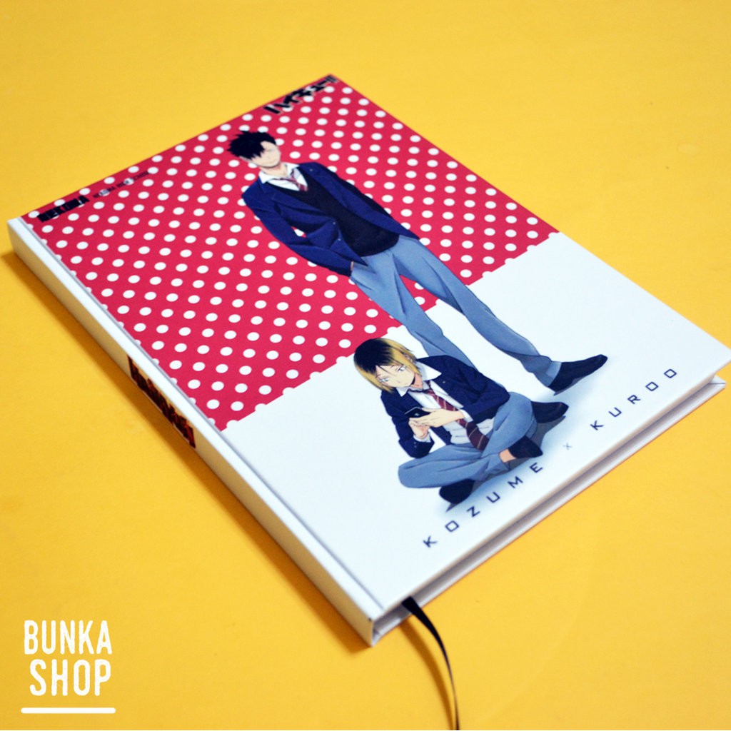 

Note Book Anime Haikyuu Kuroo and Kenma background Red Polkadot Hardcover A5