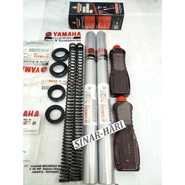 ASOK DEPAN KOMPLIT ,50C, YAMAHA YGP JUPITER MX NEW TAHUN 2010 HARGA SEPASANG 2 PIS   SIL SOK  TUTUP ABU  PER SOK  PANJANG ASOK 33 CM