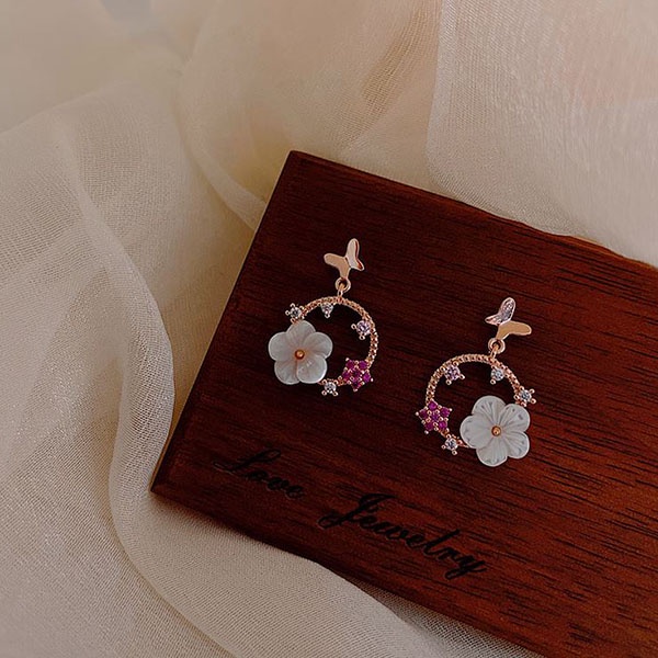 anting kupu - kupu bunga butterfly flower earrings (3G4) jan272