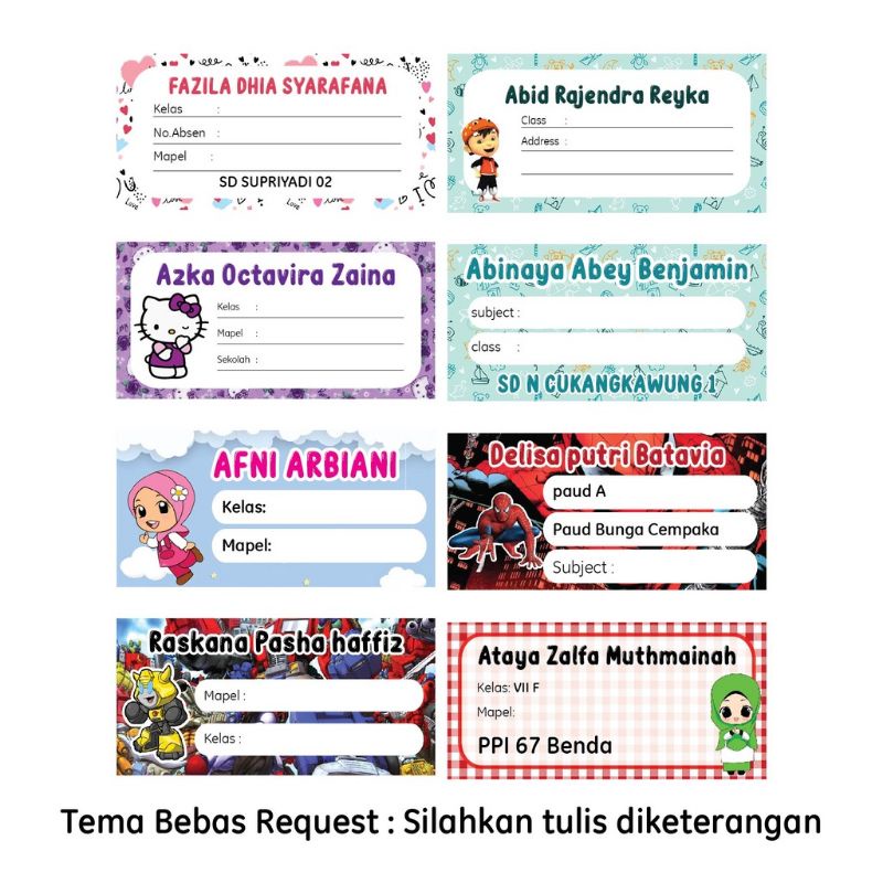 

LABEL MAPEL ANAK SEKOLAH