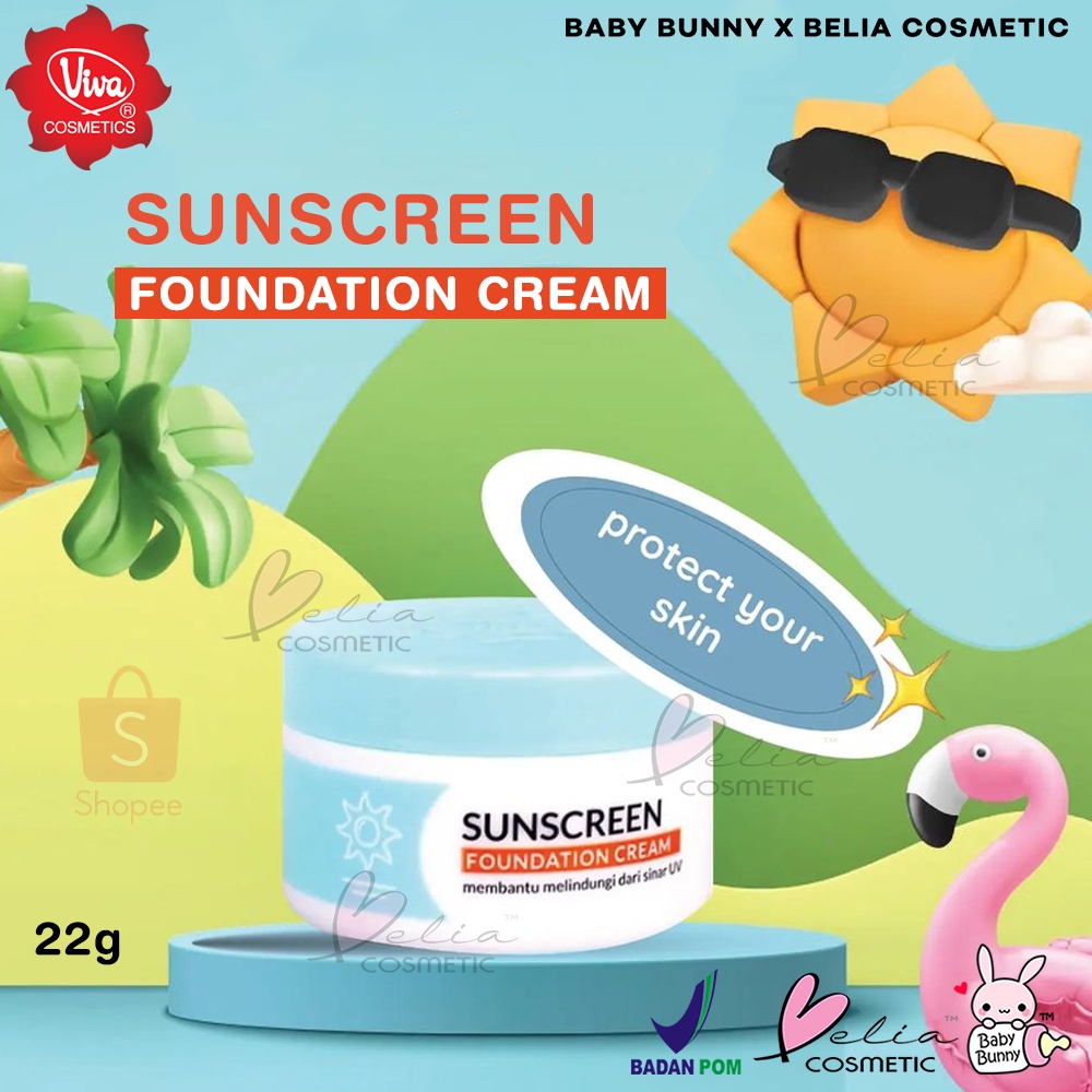 ❤ BELIA ❤ VIVA Sunscreen Foundation | Alas Bedak sinar matahari UV Filter 22g | BABY BUNNY