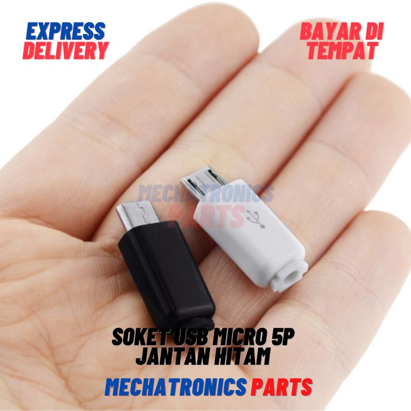 SOKET USB MICRO 5P 5PIN SOCKET USB MALE JANTAN HITAM