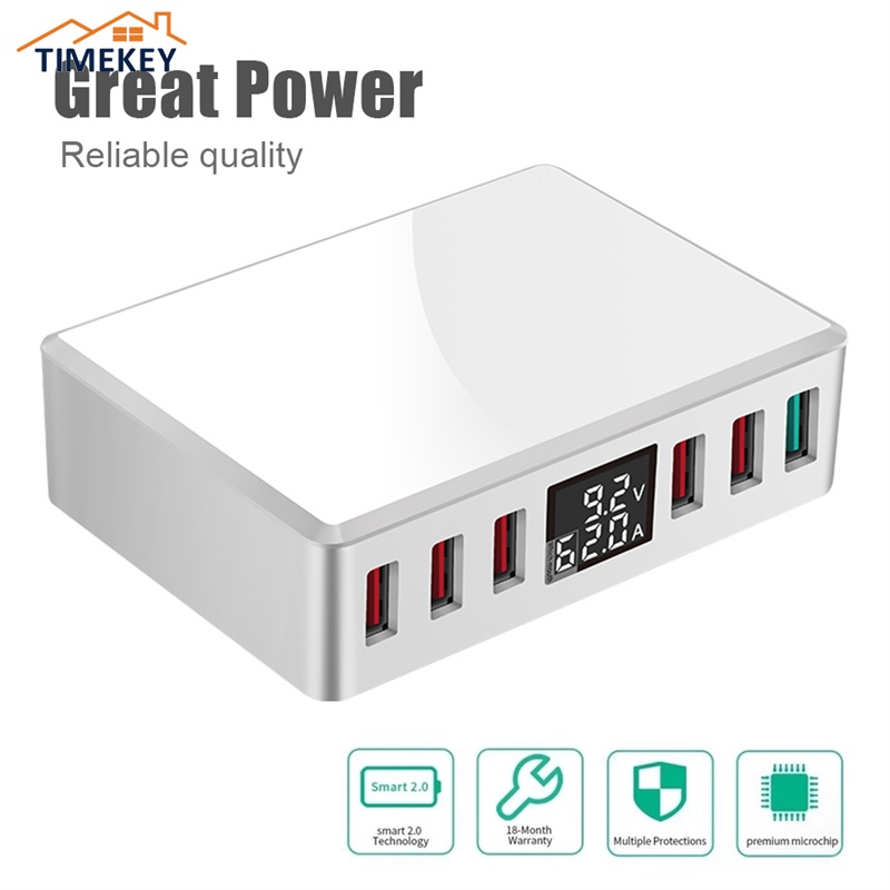 Tk Adapter Charger 6 Port Usb 3.0 Fast Charging Display Digital Untuk Handphone