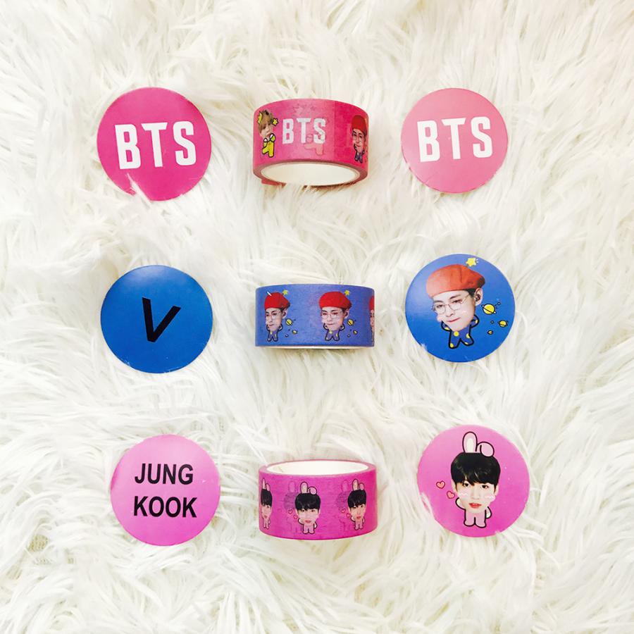 Stiker Washi Tape Motif Kartun Kpop BTS Untuk Stationery