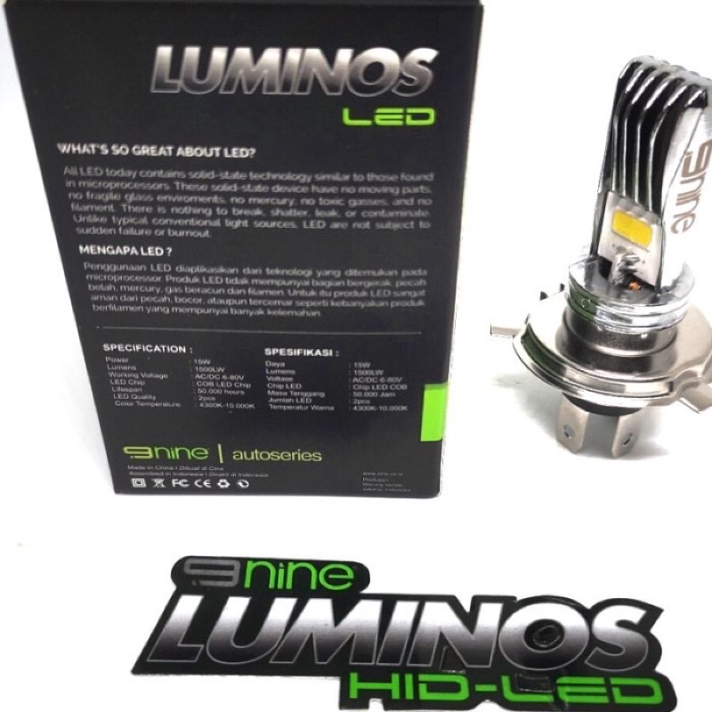 Lampu Utama LED Motor Mobil H4 COB 9Nine Luminos AC DC