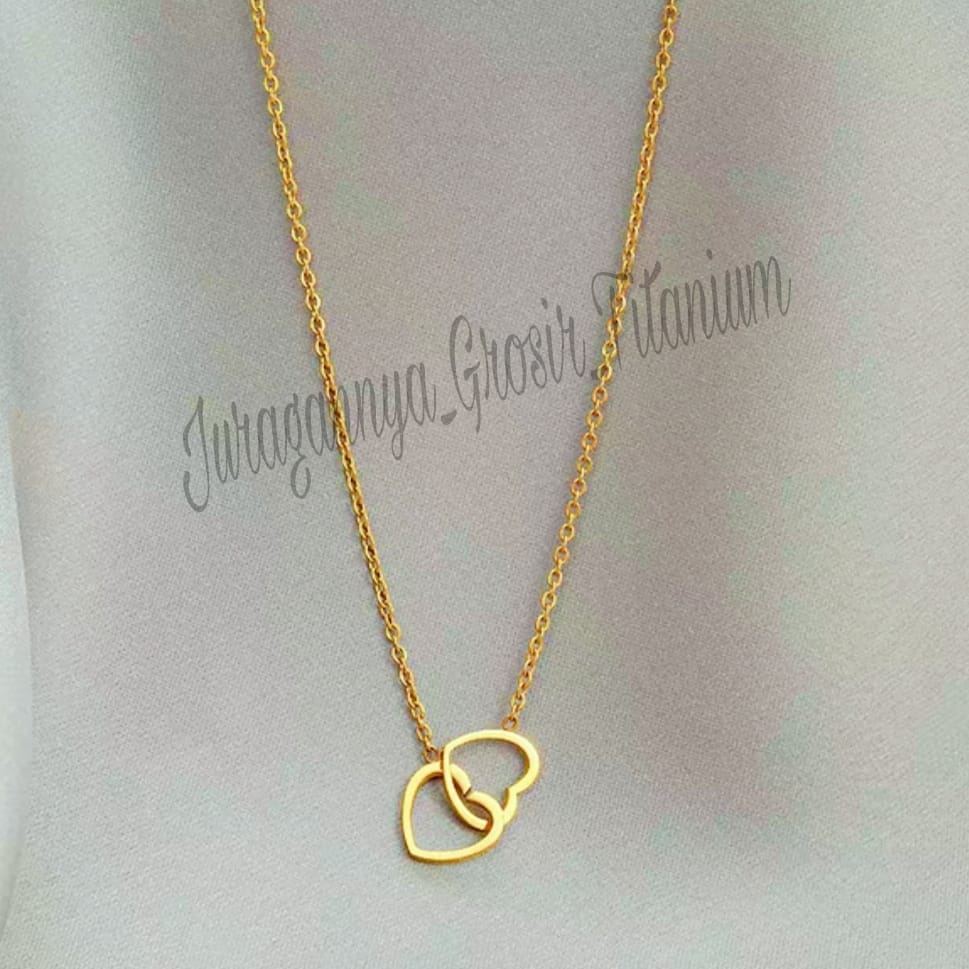 KALUNG CINTA KAIT TITANIUM RANTAI MEWAH ANTI KARAT&amp;ANTI LUNTUR