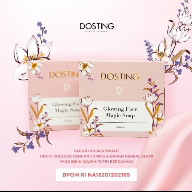 (Pink)glowing face magic soap sabun wajah Dosting Natural beauty Kojic Dosting