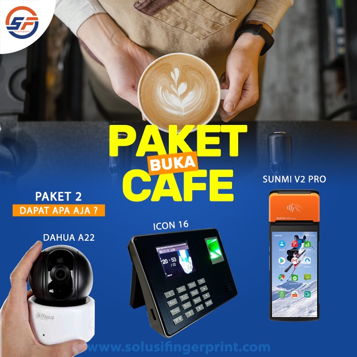 Paket Mesin Kasir CCTV Mesin Absen | Paket Buka Cafe / Coffee Shop Paket 1 dan Paket 2