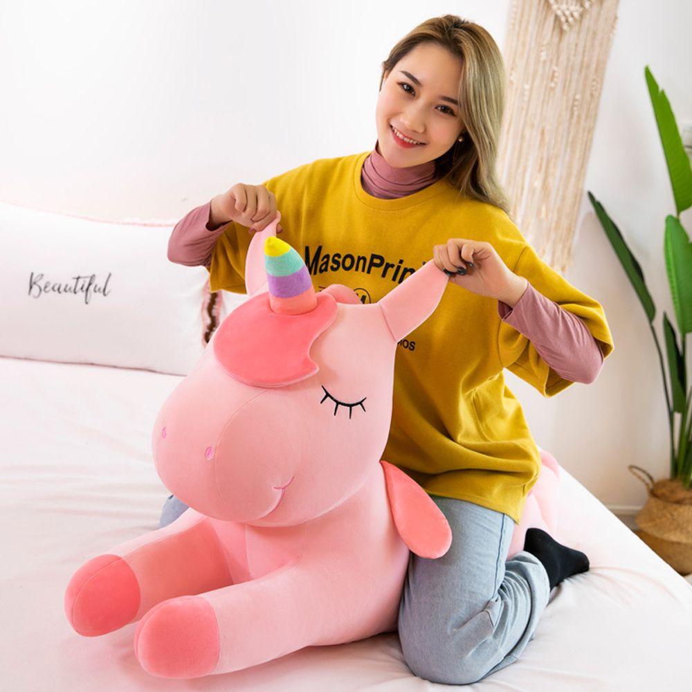 Mainan Bantal Sofa Bentuk Hewan Kuda Unicorn Bahan Plush Untuk Dekorasi Rumah