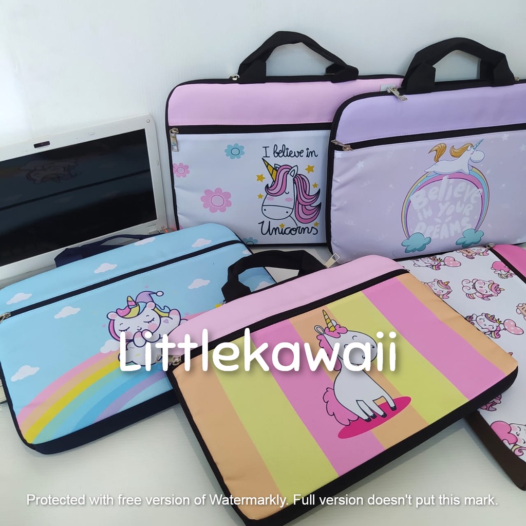 LK/Tas Laptop Case Unicorn Kantong Depan Mix 14 Inch