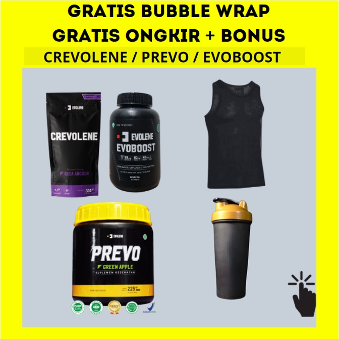 PREVO 1 BOTOL ISI 45 PRE WORKOUT GREEN APPLE BPOM HALAL PREWORKOUT  EVOLENE PROTEIN EVOLEN EVOLINE / EVOMASS 912 GRAM 2 LBS EVO MAS MASS WHEY PROTEIN SACET ECER SASET PRO PREVOLENE SACHET BONUS CREATIN EVO BAR