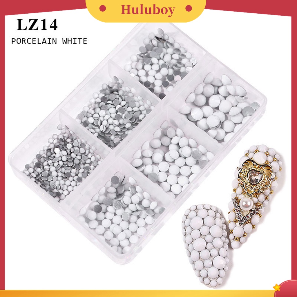 Huluboy Huluboy♡ 6 Grid / Box Berlian Imitasi Glitter AB Aneka Bentuk Multifungsi Untuk Dekorasi Nail Art