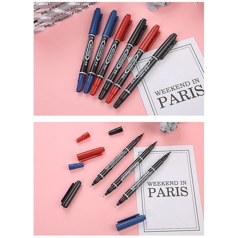 1 Pcs Permanent Marker Spidol Permanen Dual Tip Highlighter Penanda Berwarna