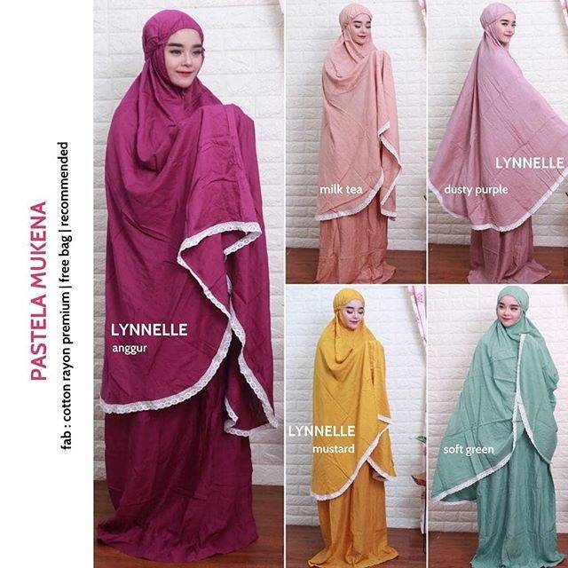 Pastela Mukena Katun Rayon Polos Renda