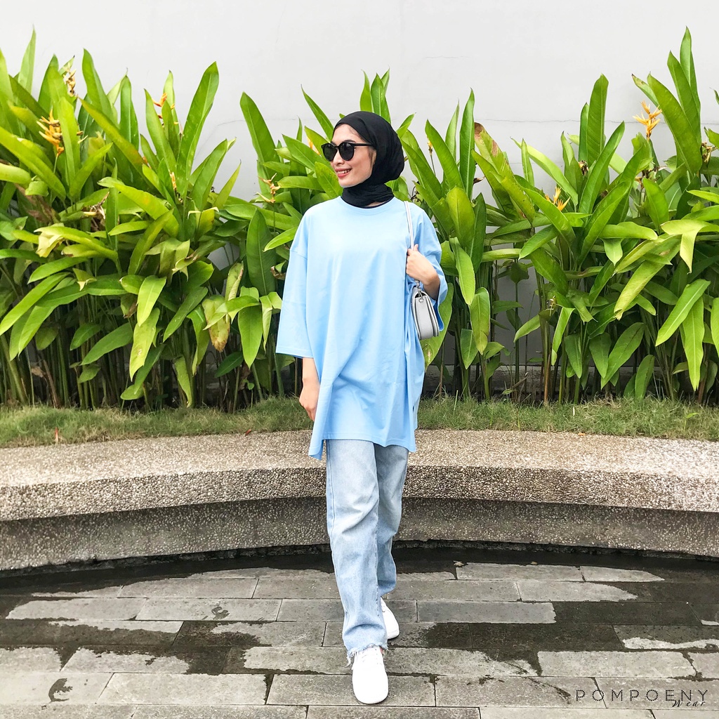 KAOS OVERSIZE WANITA TOP HIJAB BASIC / BASIC OVERSIZED TOP KAOS POLOS / KAOS POLOS OVERSIZE WANITA - POMPOENY