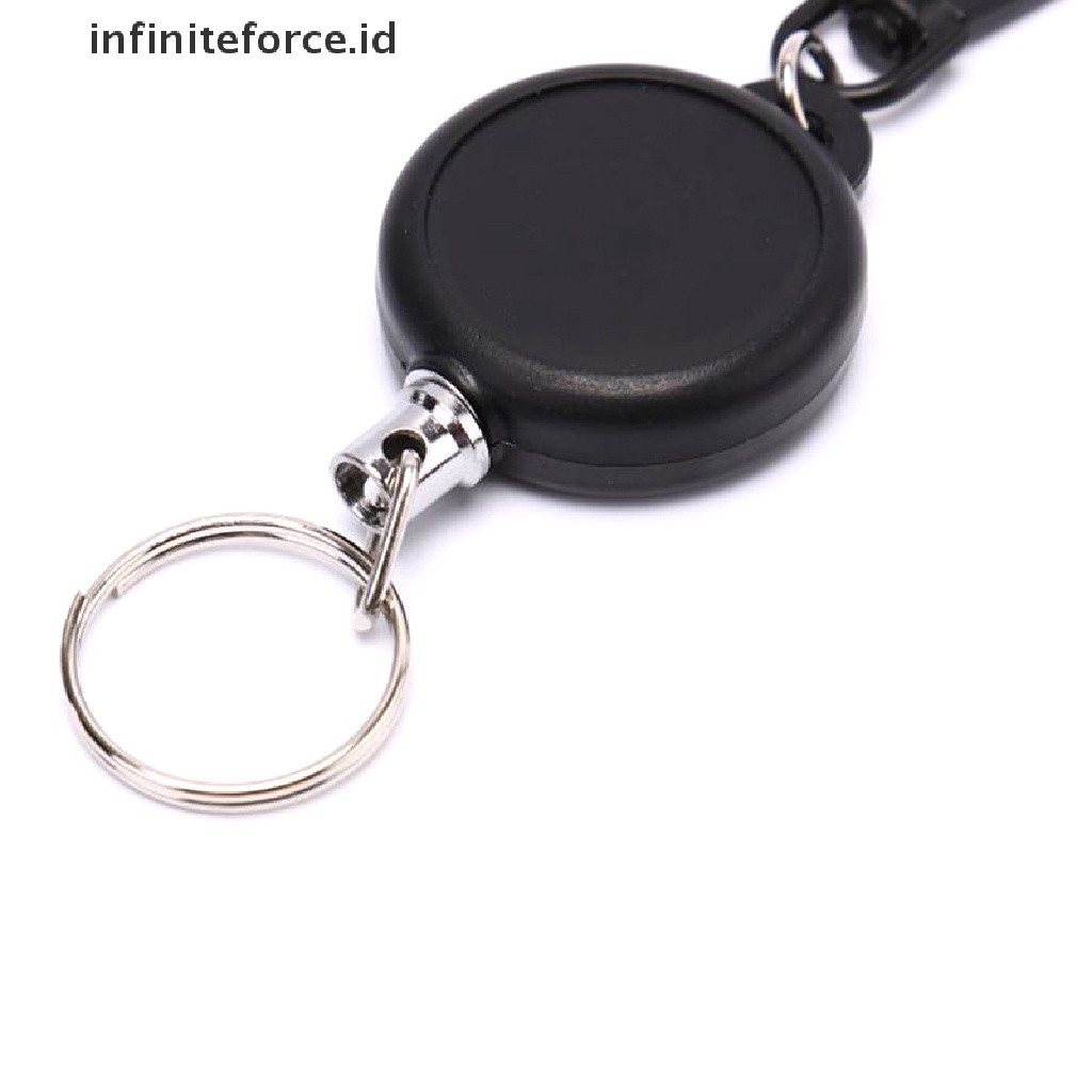 Infiniteforce.id 1pc Holder Kartu Id / Badge Retractable Warna Hitam Ukuran 60cm