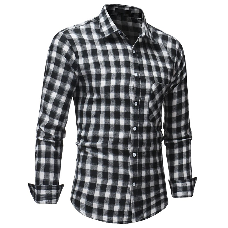 Button-Down Shirts I613 Mens Long Sleeve Blouse Solid Turn-Down Collar ...