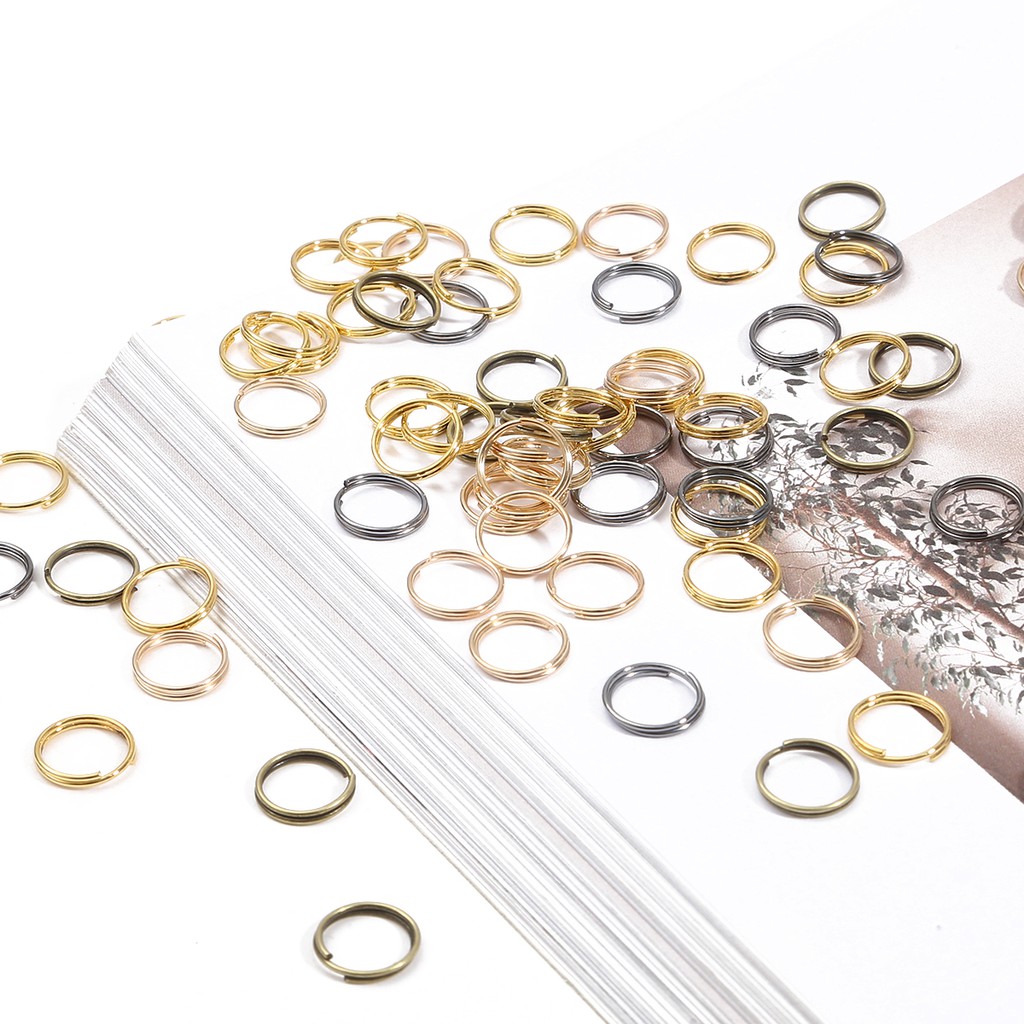 200-500pcs Konektor Cincin Loop Ganda Bahan Metal Ukuran 5/6/8/10mm Untuk Membuat Perhiasan Diy