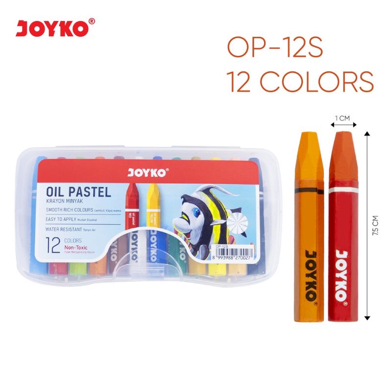 Crayon Joyko / Krayon Oil Pastel 12 Warna